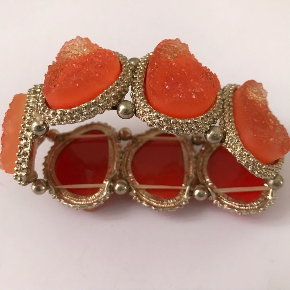 Orange Stone Elastic Bracelet Costume Jewelry